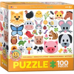 100 Piece Puzzle - Emojipuzzles Farm Animals thumbnail